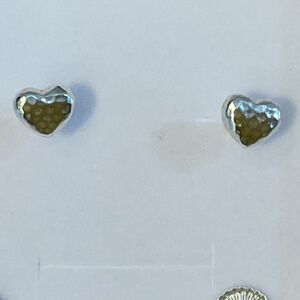 Jai Jewelry Sterling Silver Hammered heart stud earrings ~ QVC